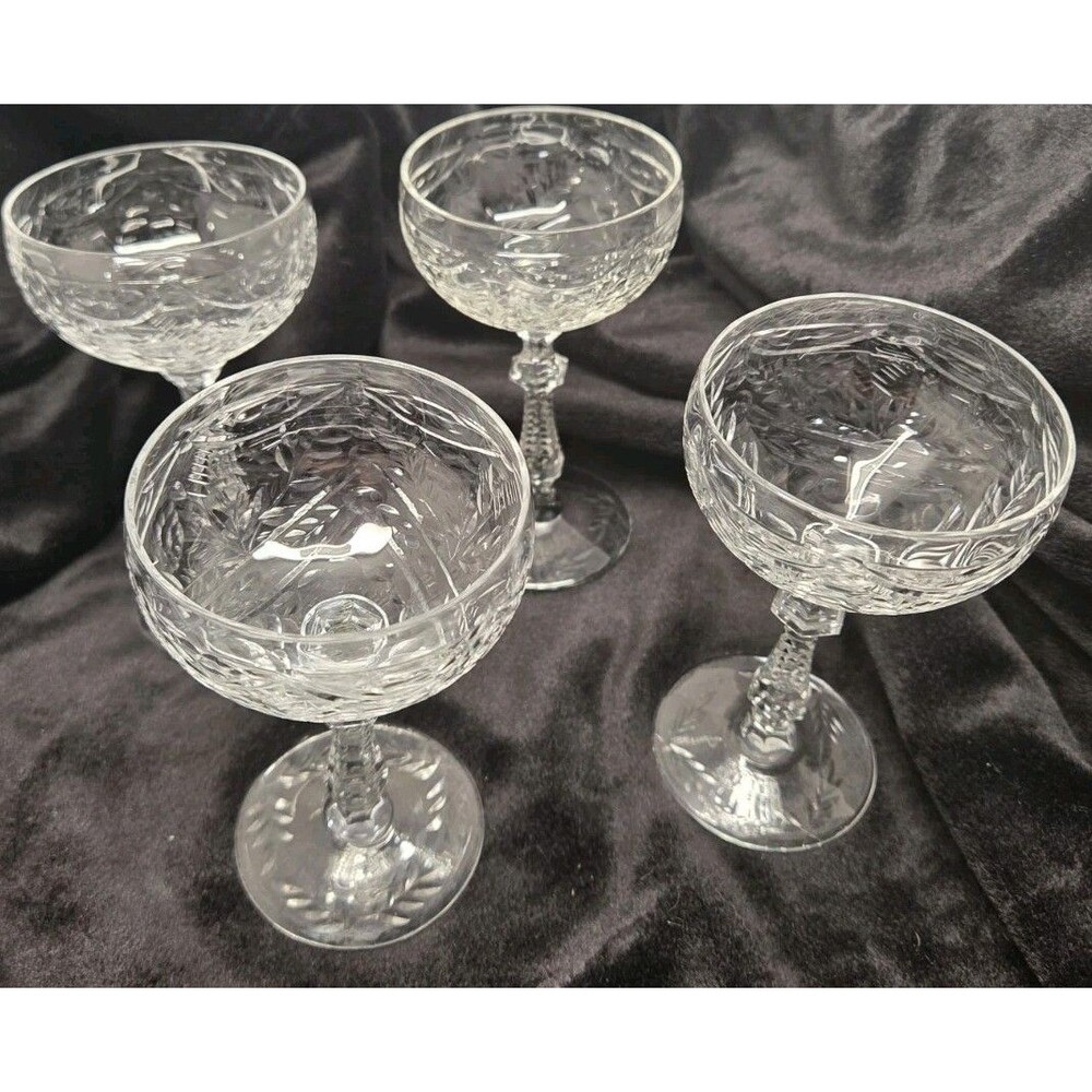 Libbey Rock Sharpe BRISTOL Vin Champagne Sherbet Glass 1930s UV Manganese Glow
